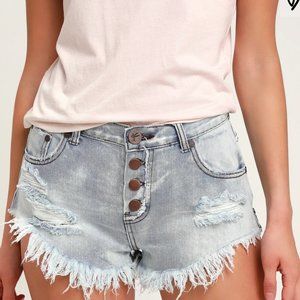 One Teaspoon Brandos Light Wash Jean Shorts